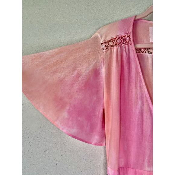Johnny Was x Amanda Bond Pink Ombre SizeL Handmade in Malibu Boho Flutter Sleeve - Picture 7 of 16